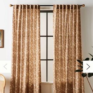 Anthropologie Hyacinth Semi-Sheer Printed Curtain in Honey 50”x90” NEW 2 panels